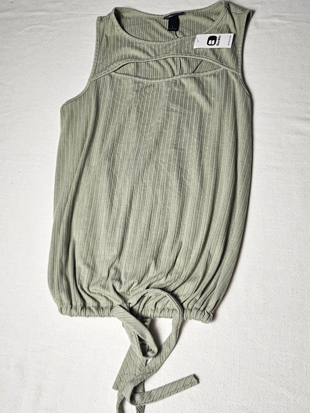 Buckle Daytrip ribbed tank top Womens Size Large Sage Green NWT